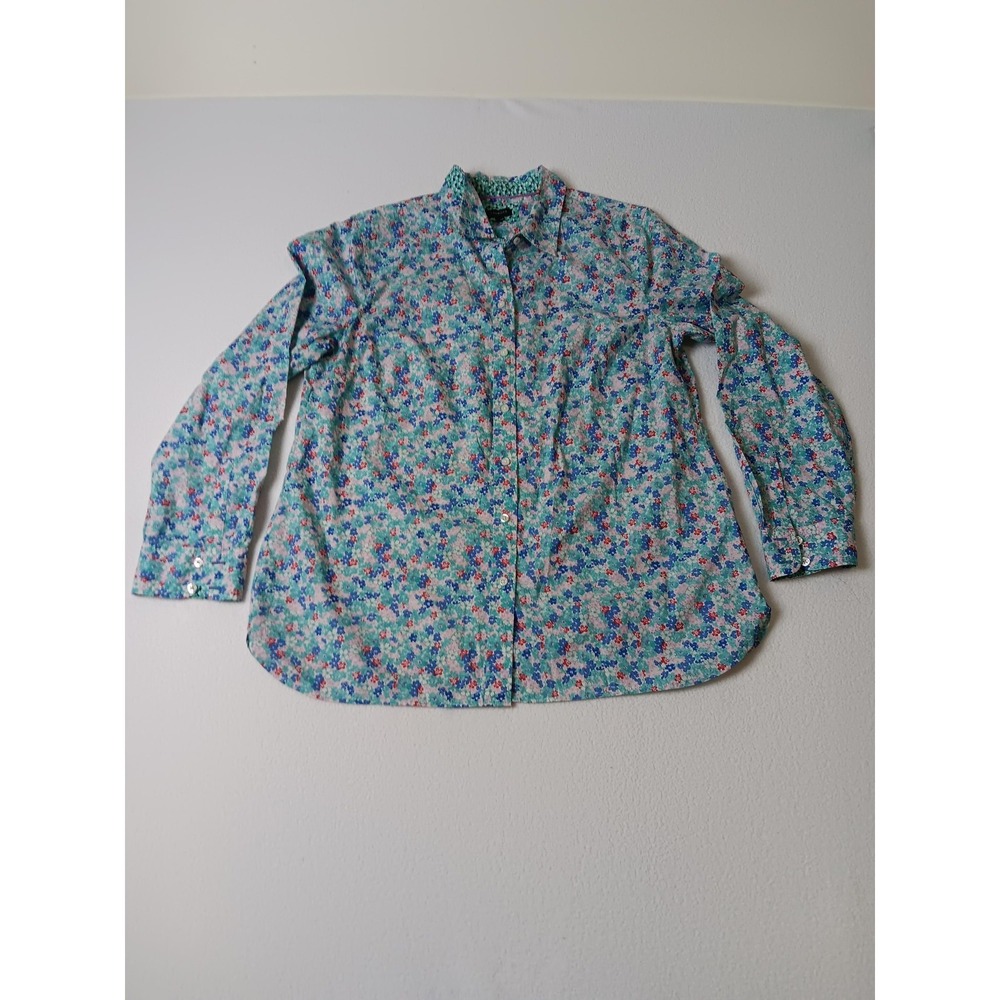 Talbots Shirt Womens L Multicolor Floral Button Front Collared Long Sleeve Top